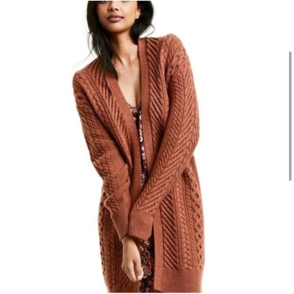Nili Lotan x Target Duster Cardigan Sweater Womens Large Rust Brown Chunky Knit - Picture 1 of 8